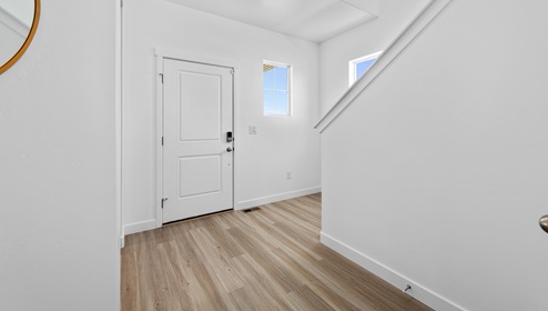 Entrance into one of the lovely single family homes in the community, from a Clover floor plan.