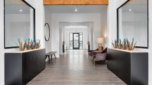 Inside the stylish and modern community clubhouse in Magna Utah.