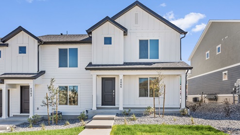 An example of one of the open concept and farmhouse townhomes you will find at the Little Valley Gateway community in Magna Utah, the Dalton floor plan.