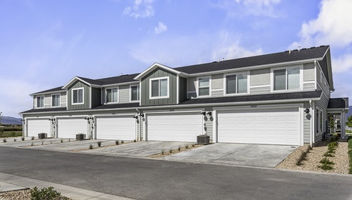Townhome exterior street view in Osprey Townhomes in Provo Utah.
