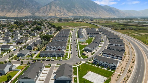 Aerial view of Osprey Townhomes community in Provo Utah.