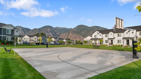 Aerial of basketball court amenity in Provo Utah.