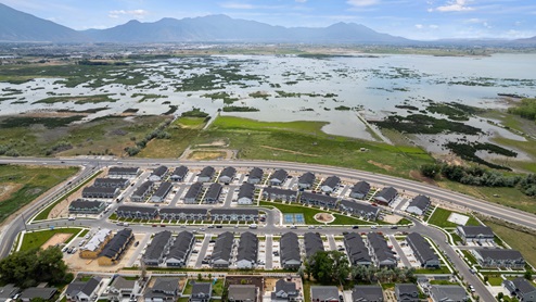 Aerial view of Osprey Townhomes community in Provo Utah.