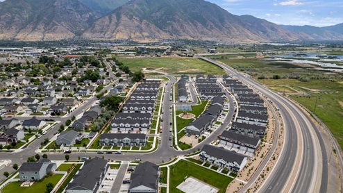 Aerial view of Osprey Townhomes community in Provo Utah.
