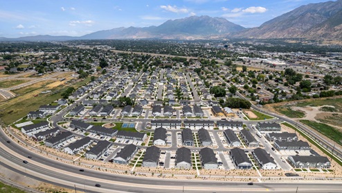 Aerial view of Osprey Townhomes community in Provo Utah.