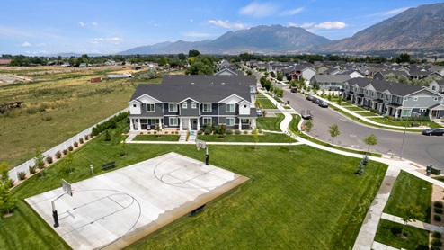 Aerial of basketball court amenity in Provo Utah.