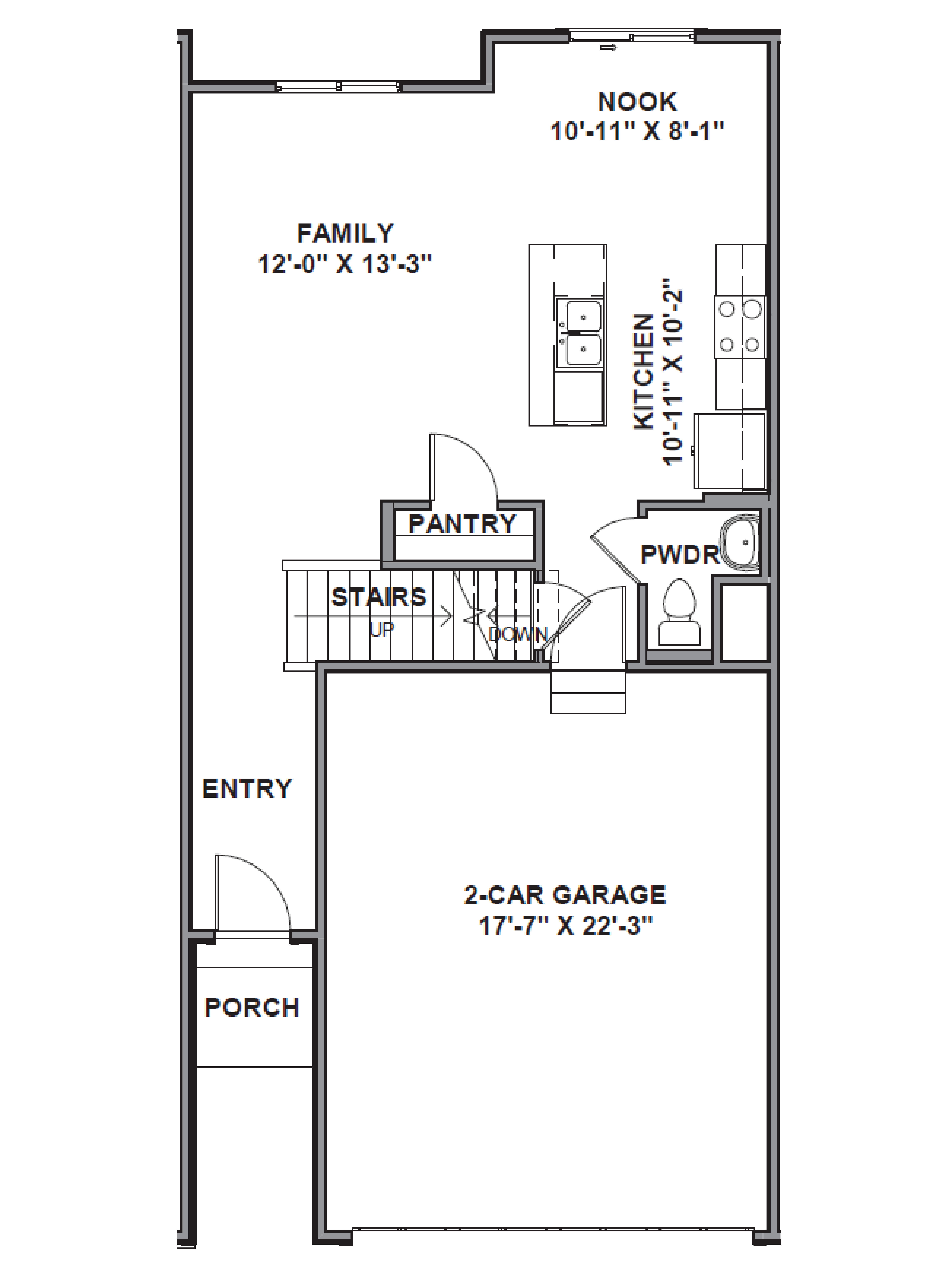 Millbrook townhome floor plan layout main floor in Santaquin Utah.