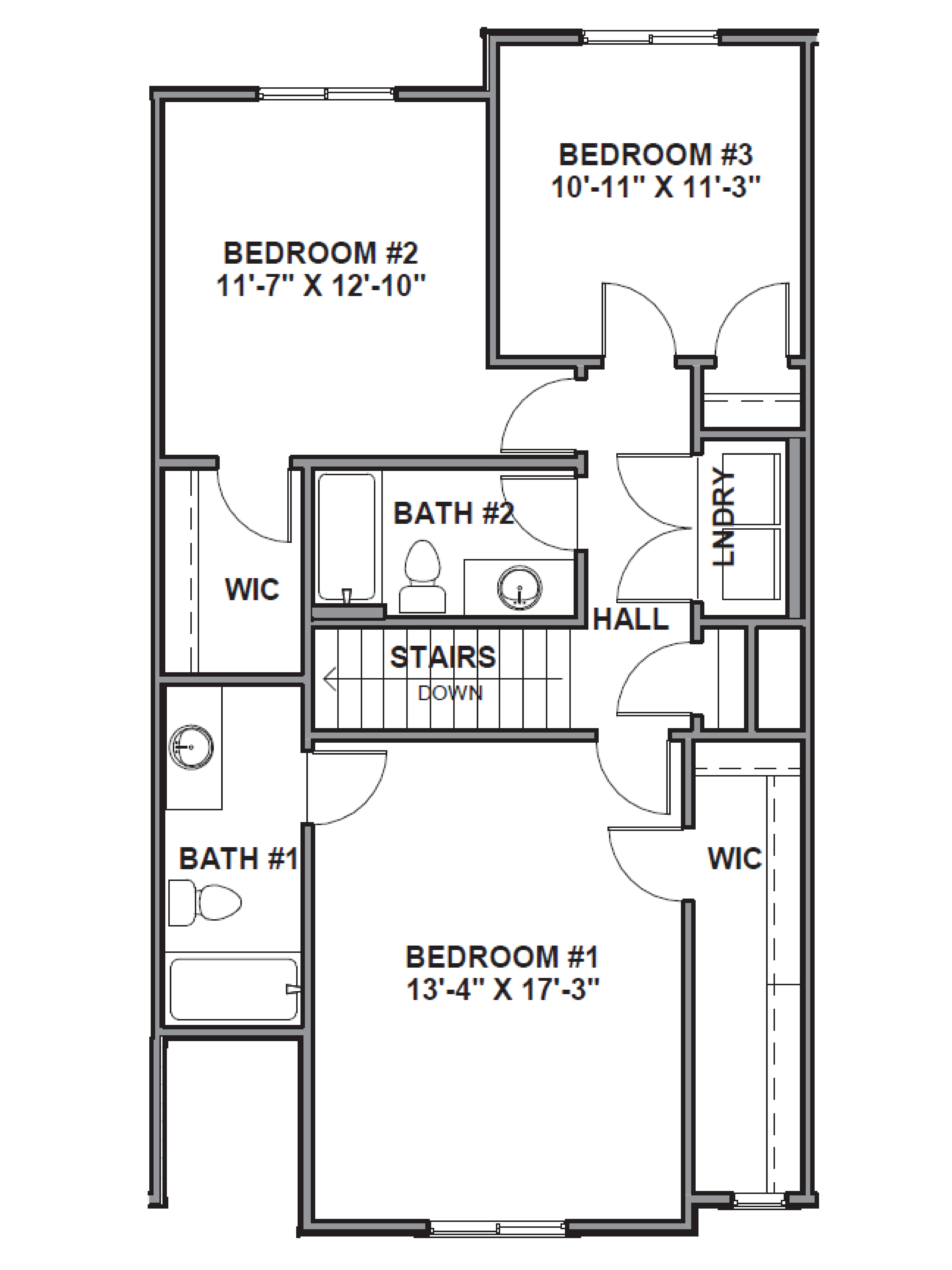 Millbrook townhome floor plan layout second floor in Santaquin Utah.