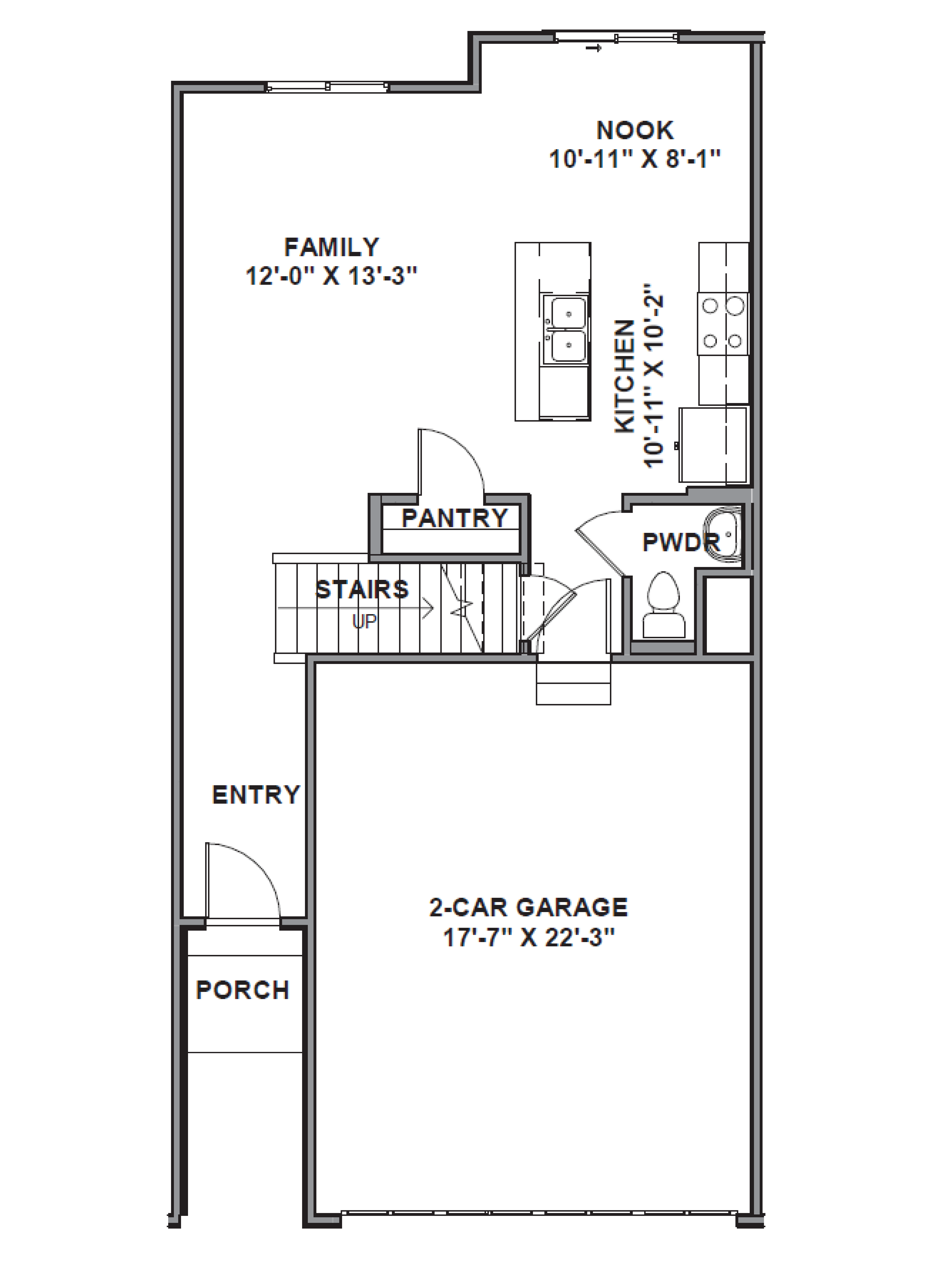 Oakridge townhome floor plan layout main floor in Santaquin Utah.