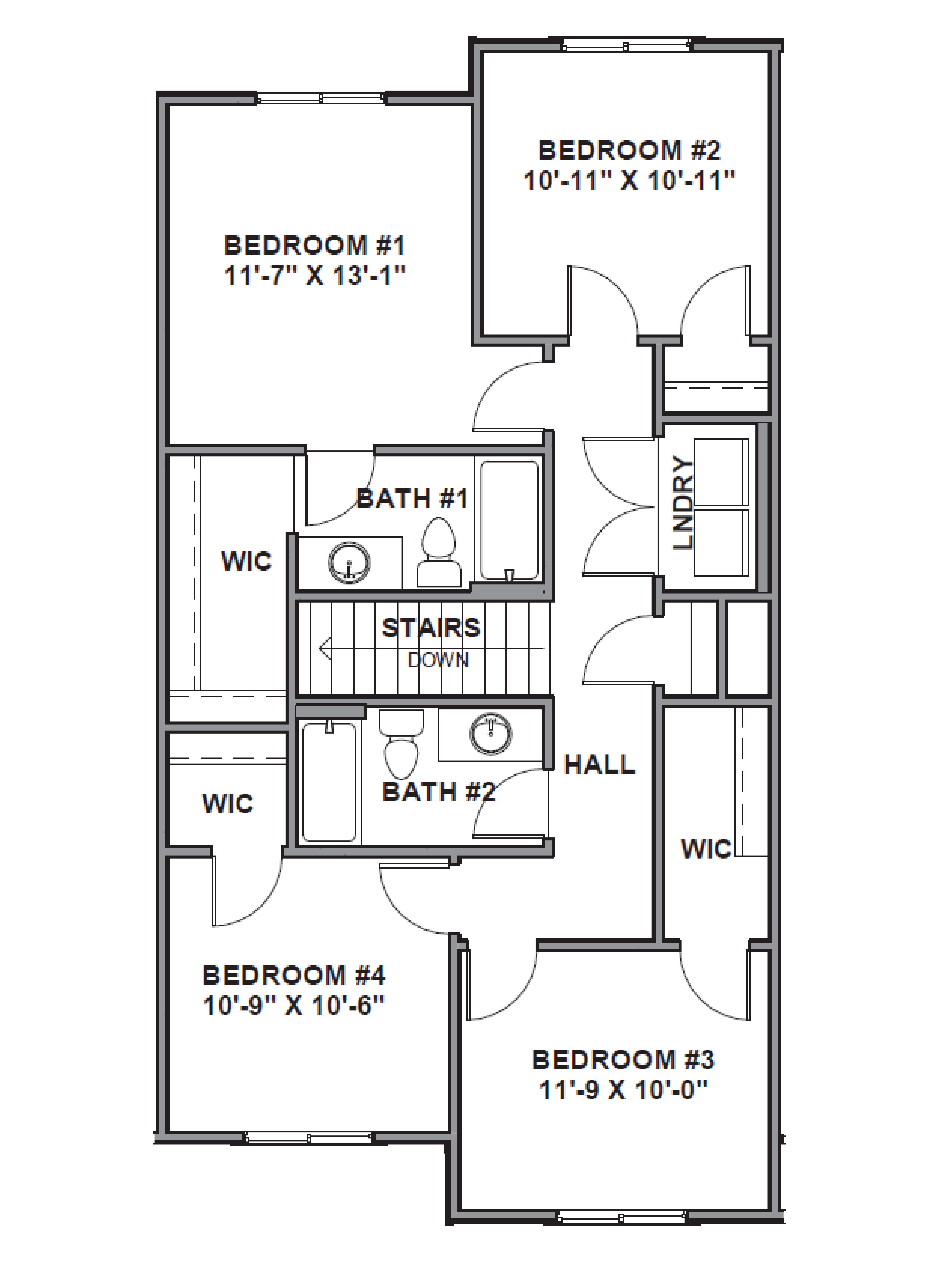 Oakridge townhome floor plan layout second floor in Santaquin Utah.