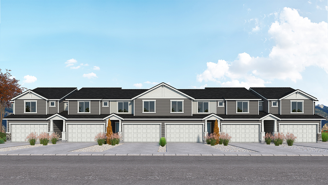 New two story townhome Craftsman style in Tooele Utah with 2 car garage.