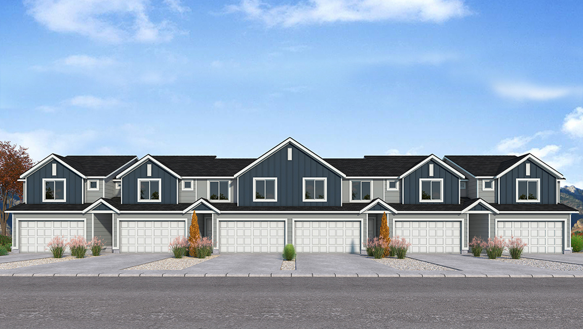 New two story townhome Farmhouse style in Tooele Utah with 2 car garage.