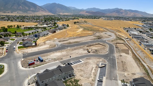 Aerial photo of D.R. Horton’s Western Acres townhome community in Tooele Utah.
