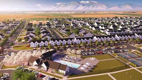 Viridian concept rendering showing incredible clubhouse and pool.