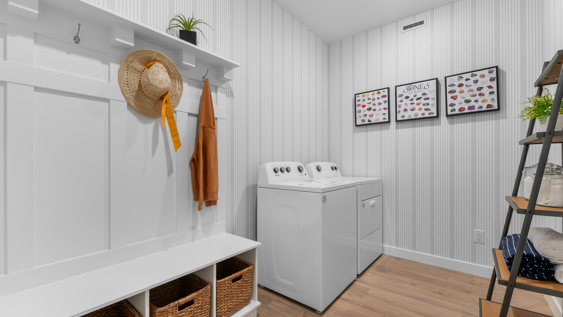 Laundry room with enough room for a storage shelf.
