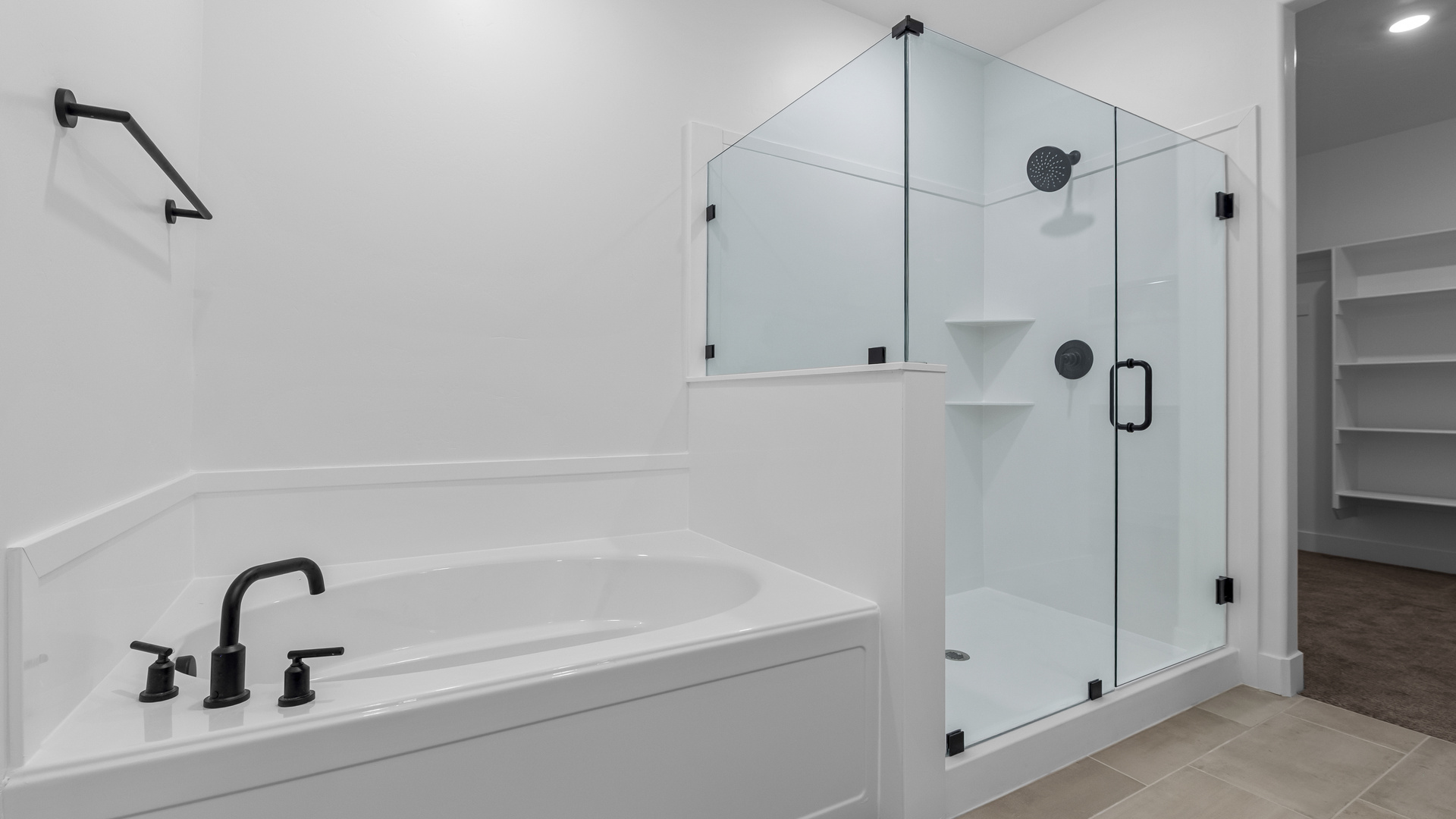 Bathrooms with vanity and shower surround