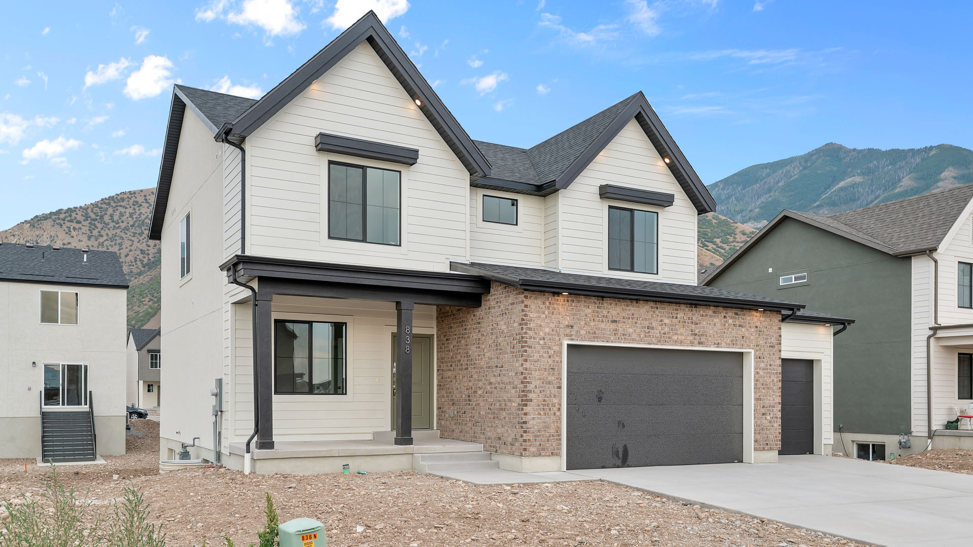 Modern Farmhouse elevation Carter in Salem Utah.