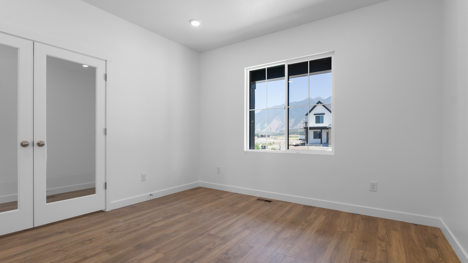 Office space with glass doors.