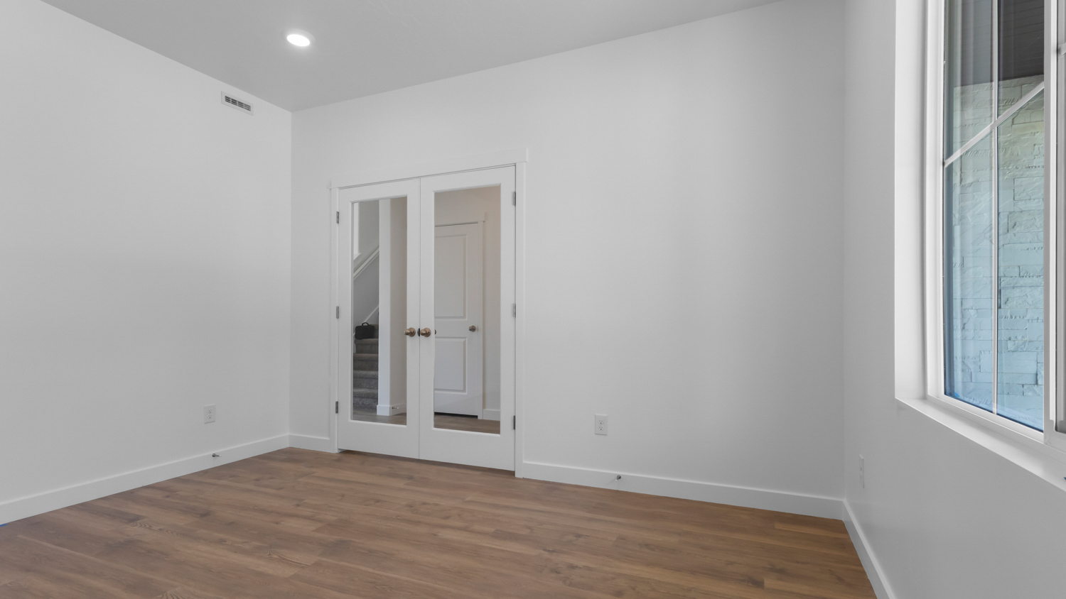 Office space with glass doors.