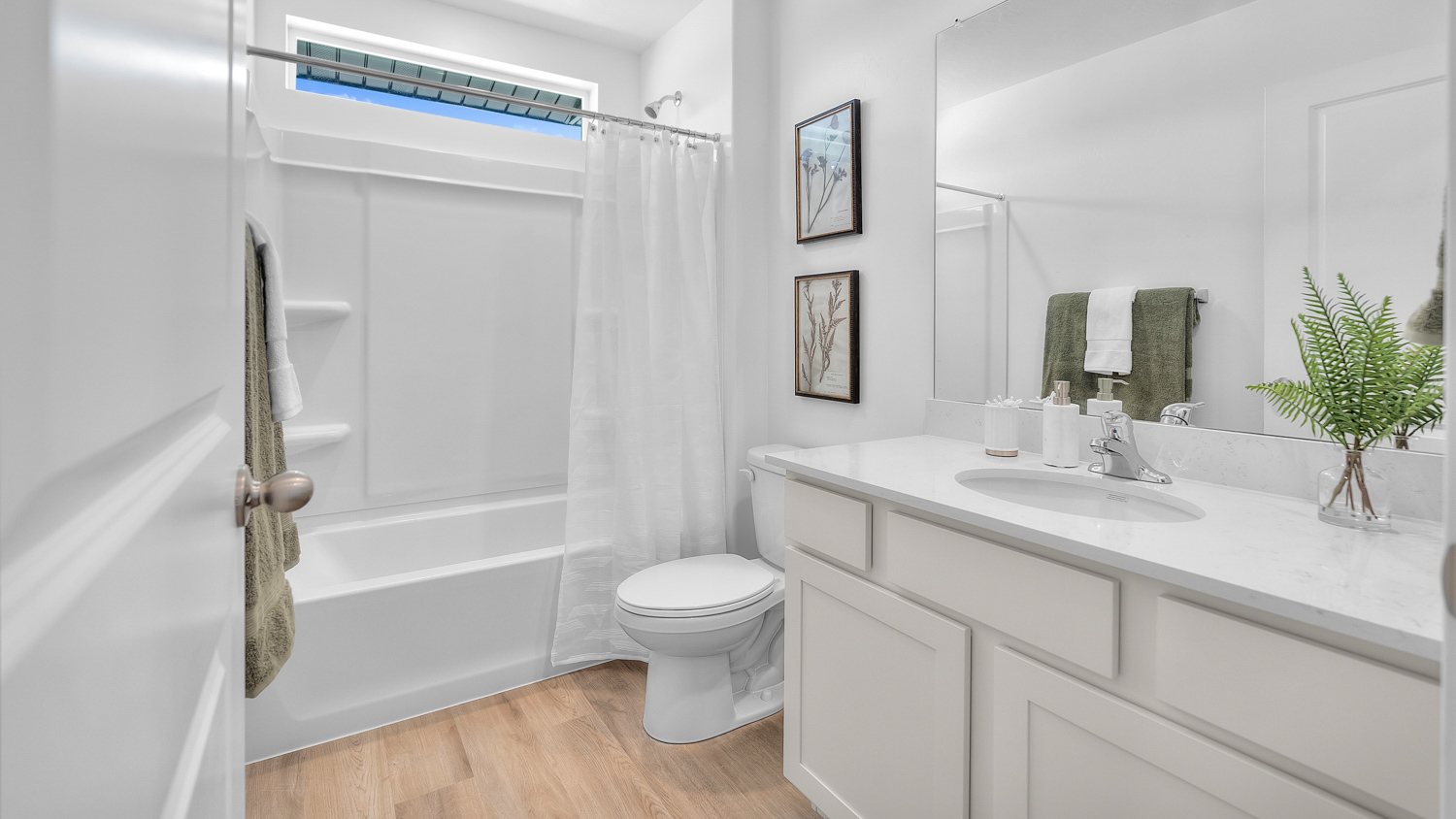 Bathroom with shower surround.