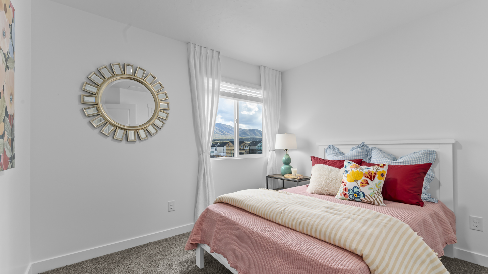 Bedroom featuring window.