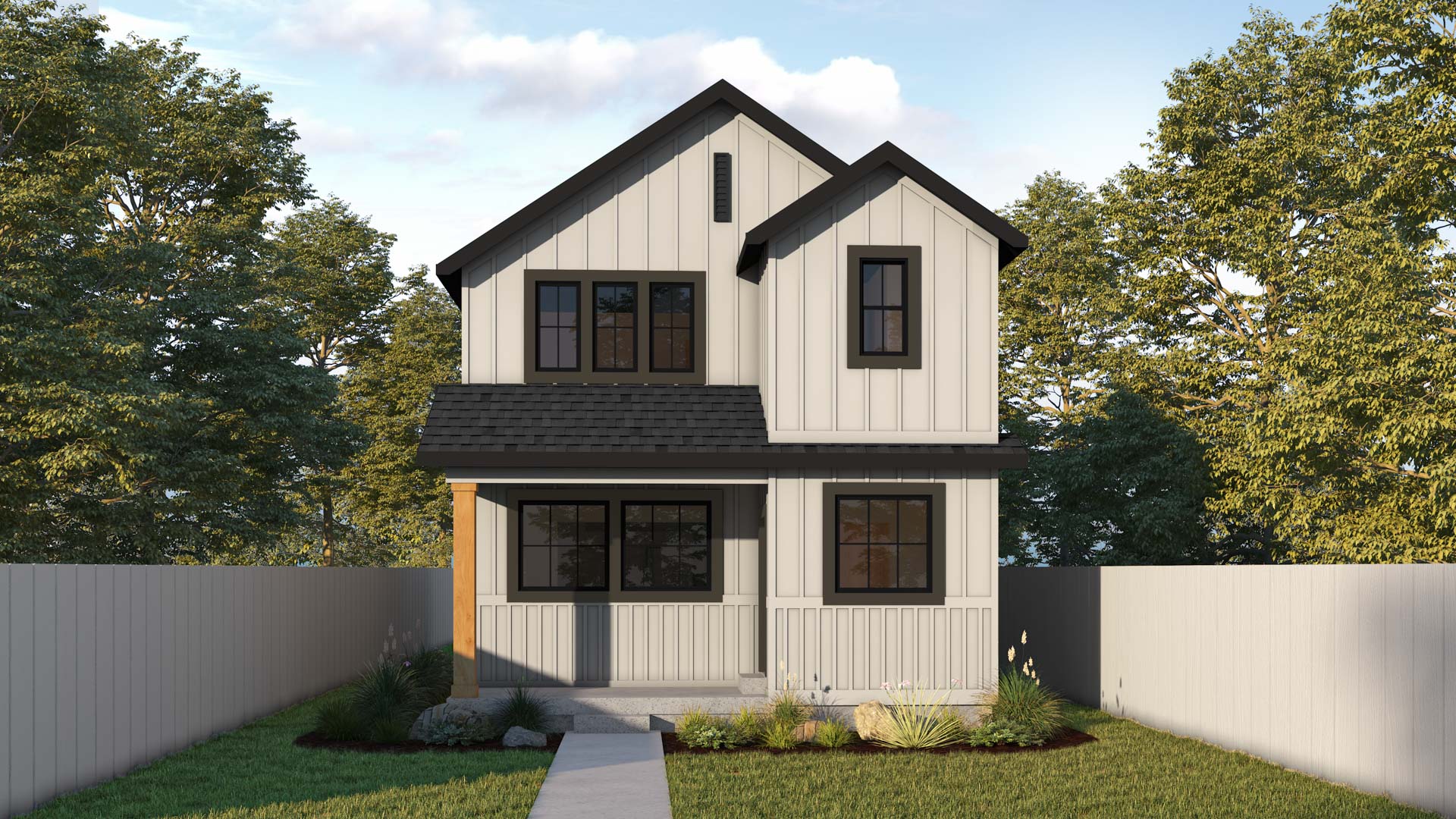 Bedford elevation rendering farmhouse