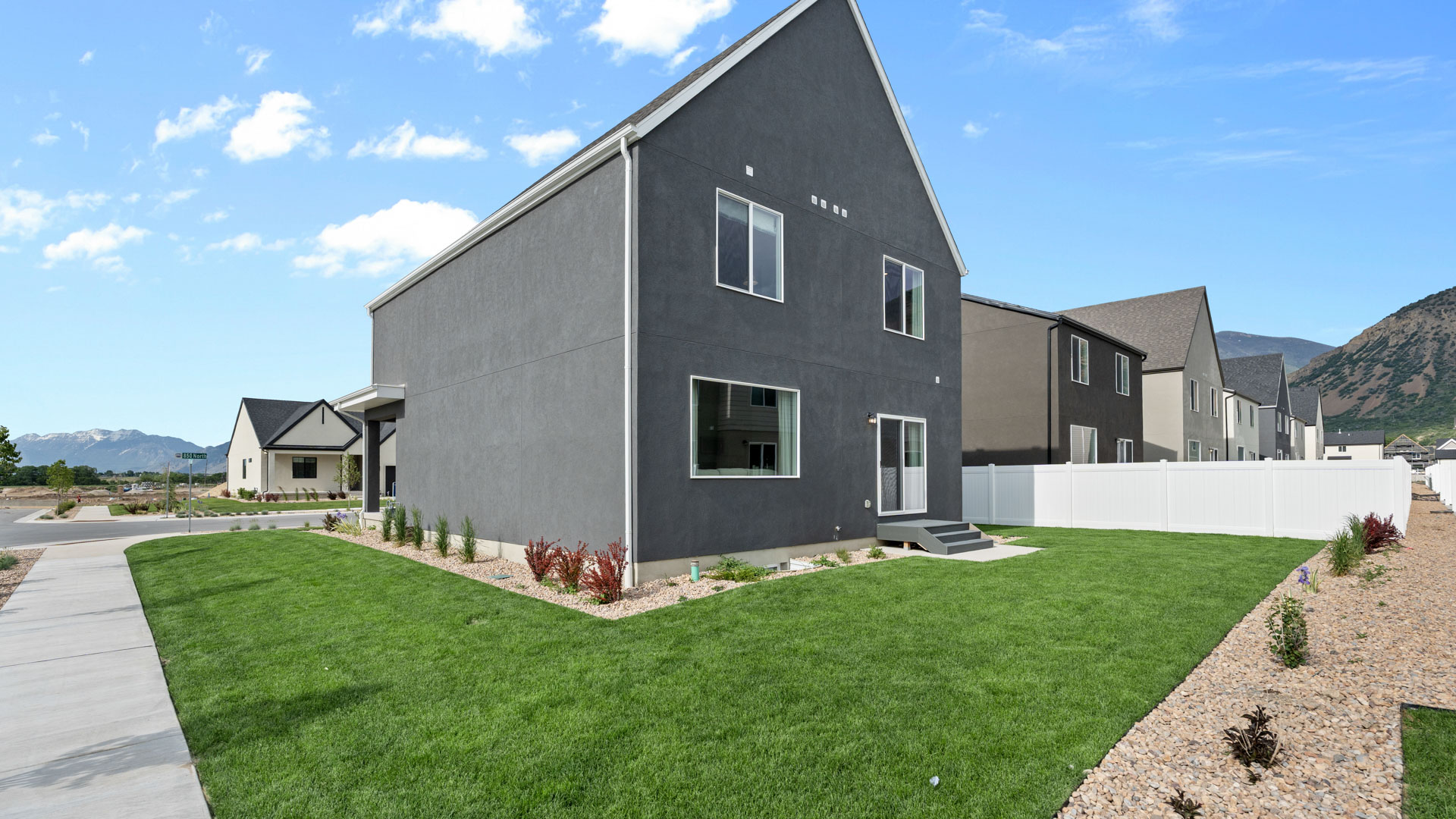 New home with scandinavian exterior design in Salem, Utah.