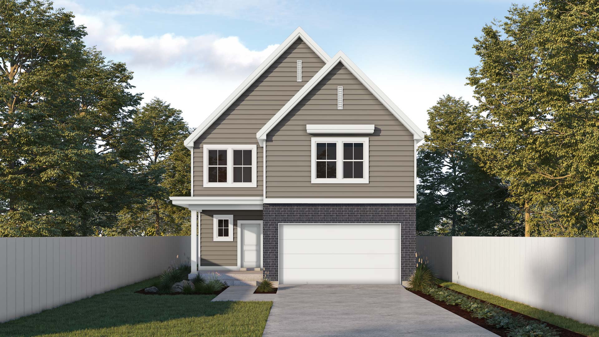 modern farmhouse elevation rendering