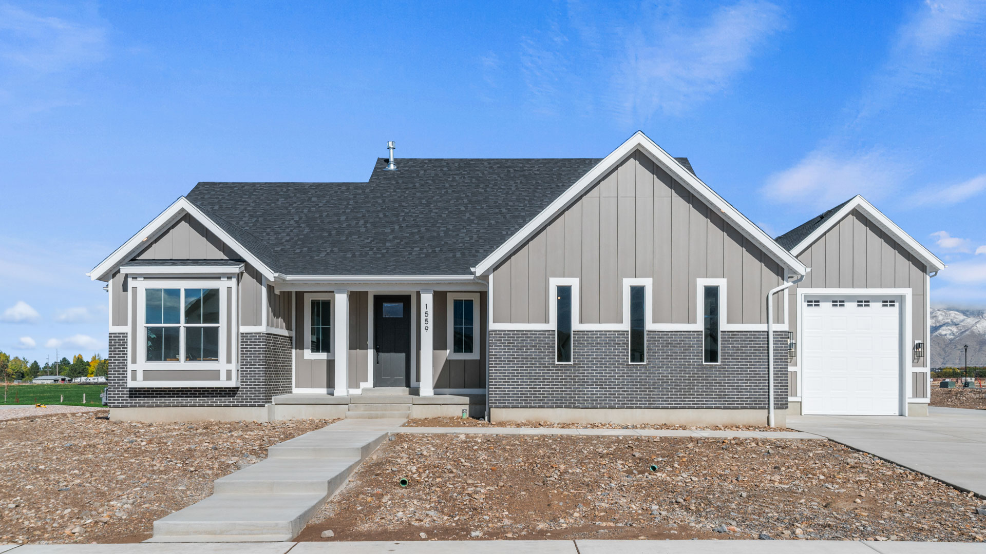 Kingsley farmhouse elevation.