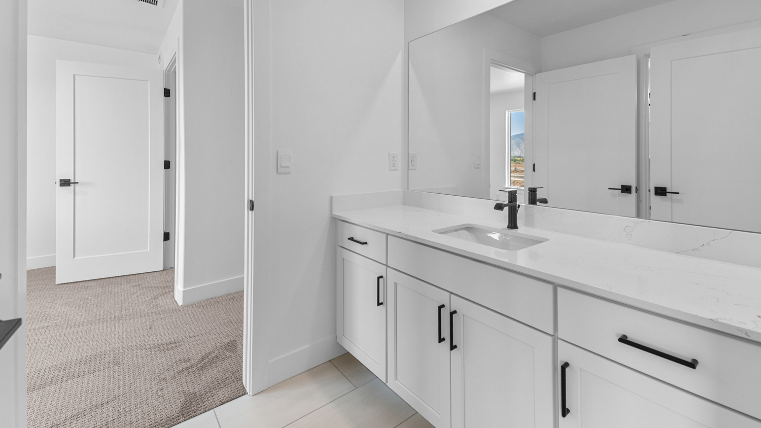 Bathroom with large vanity.