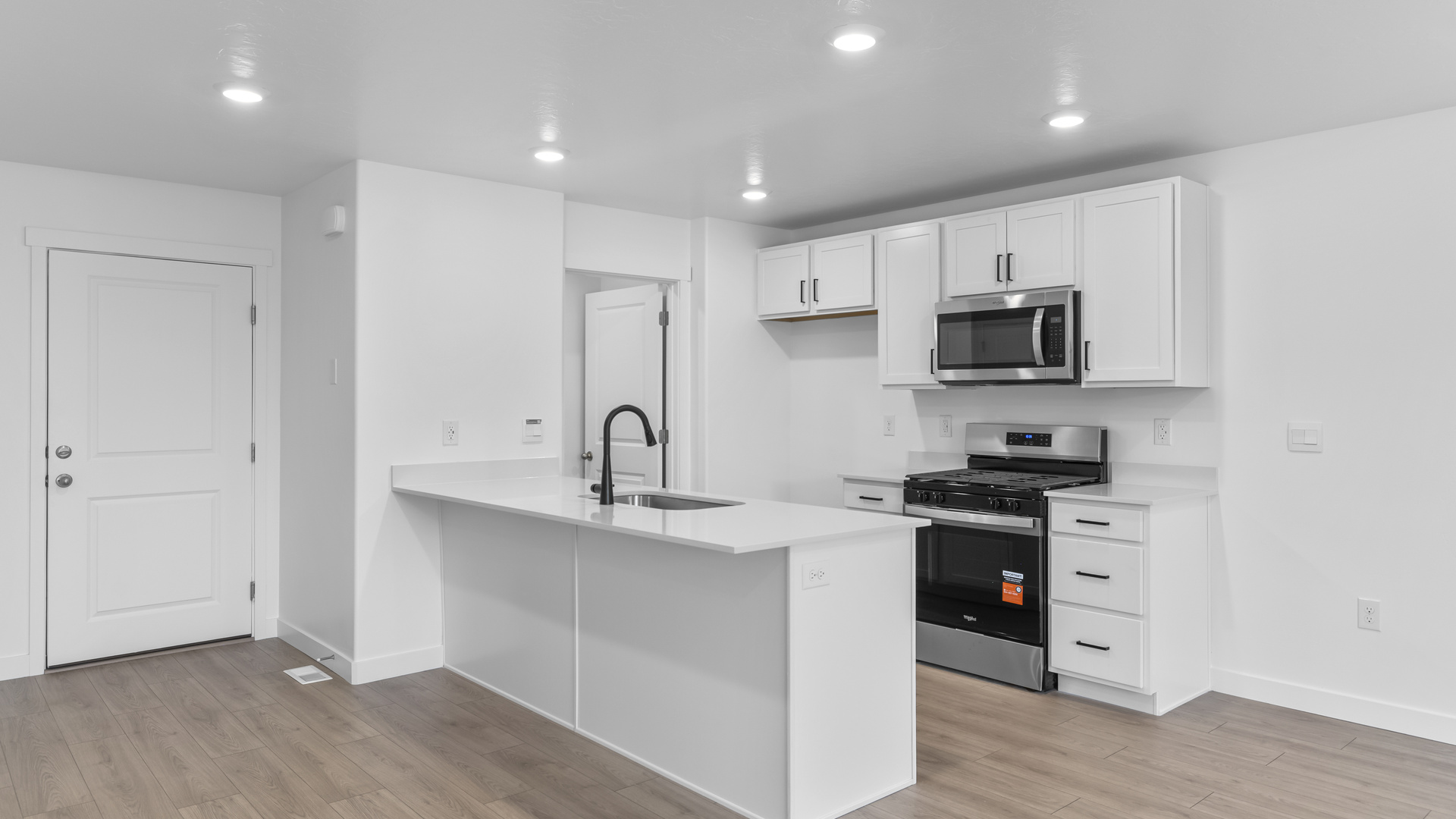 Kitchen with stainless steel appliances
