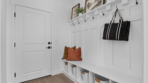 Mud room bench with built in cubbies and bench.
