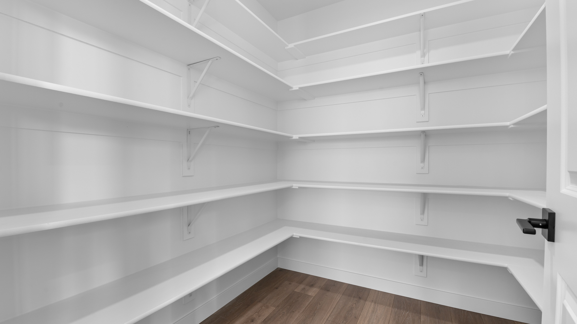 Kitchen pantry with built in shelving
