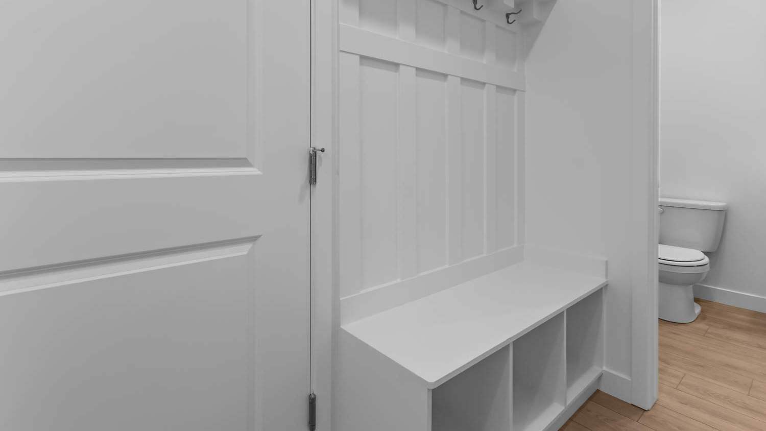 Mudroom with storage bench.