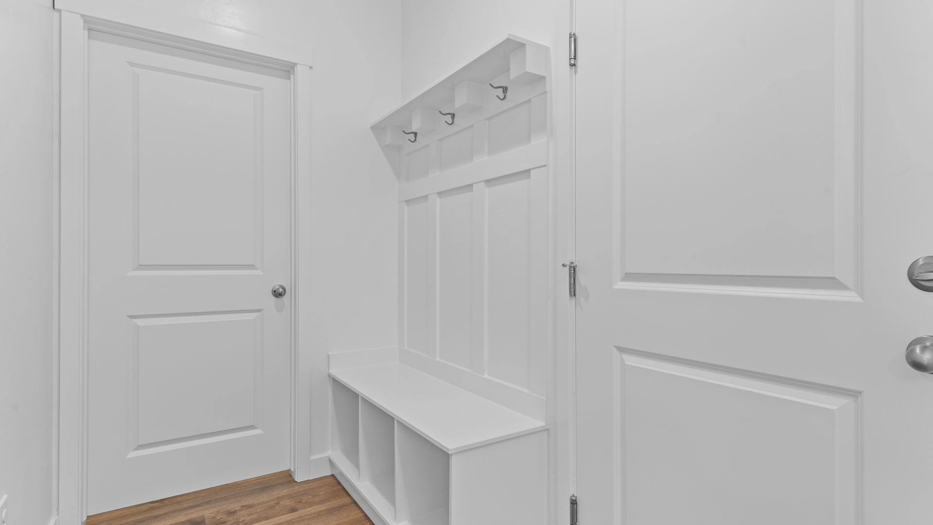 Mudroom with storage bench.