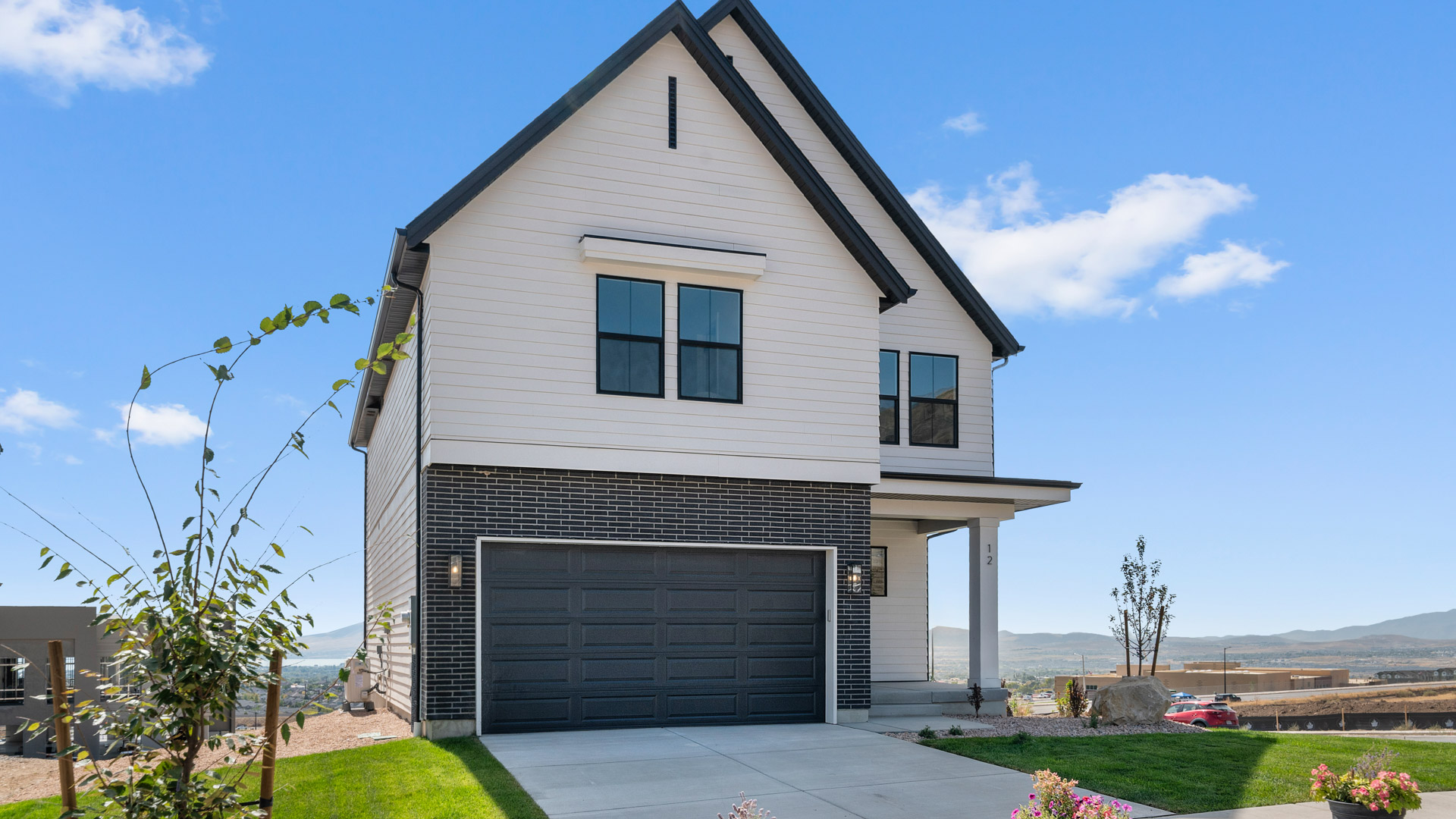 Scandinavian farmhouse exterior of Clover in Lehi Utah.