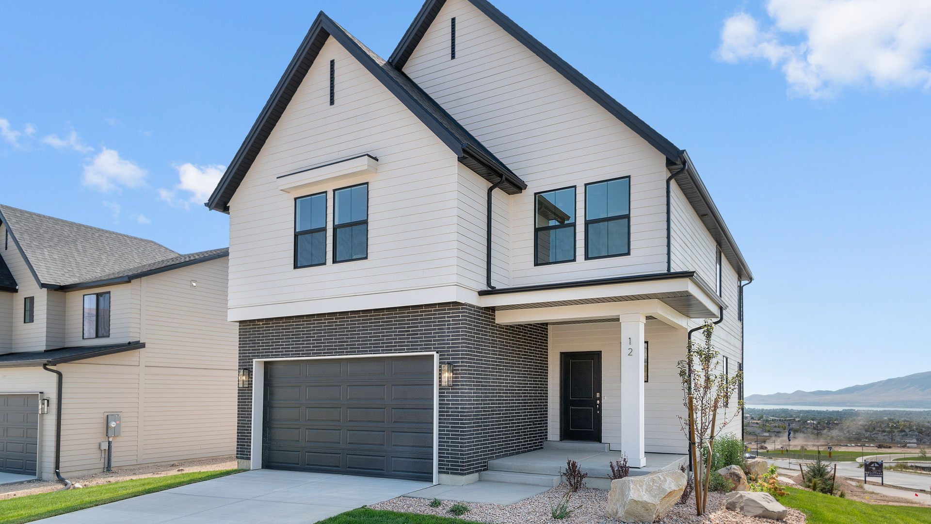 Scandinavian farmhouse exterior of Clover in Lehi Utah.