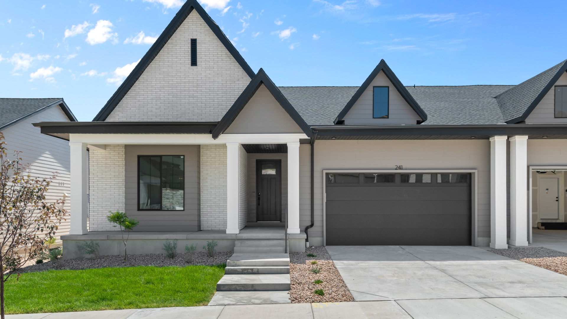 Monroe twin home farmhouse elevation