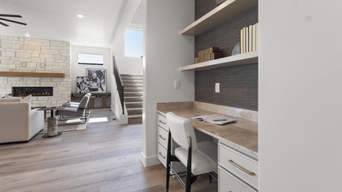 Desk space area in kitchen.