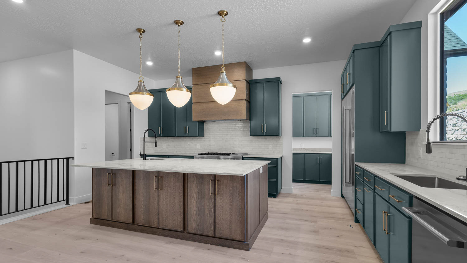 Kitchen with large kitchen island.