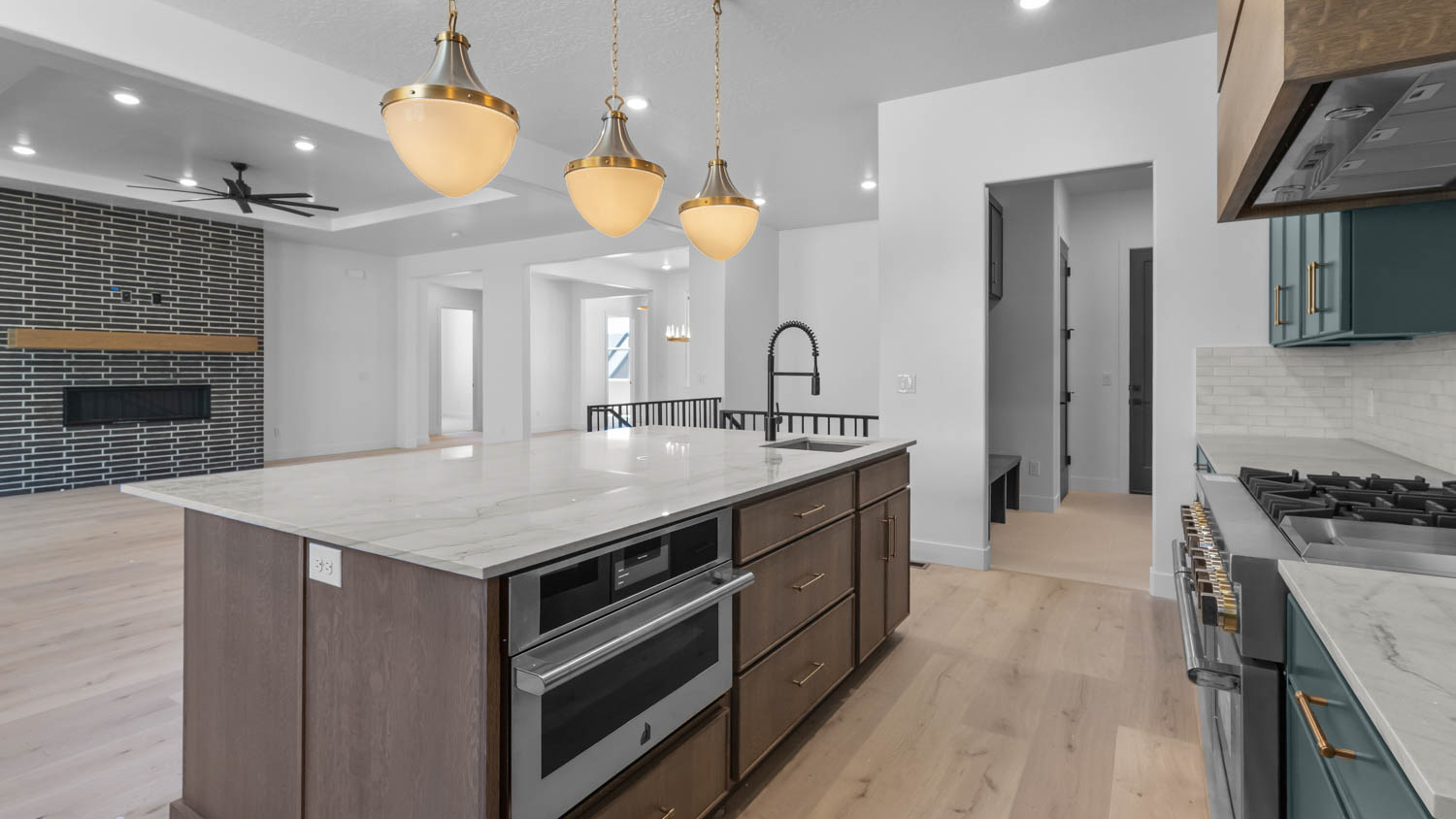 Kitchen with large kitchen island.
