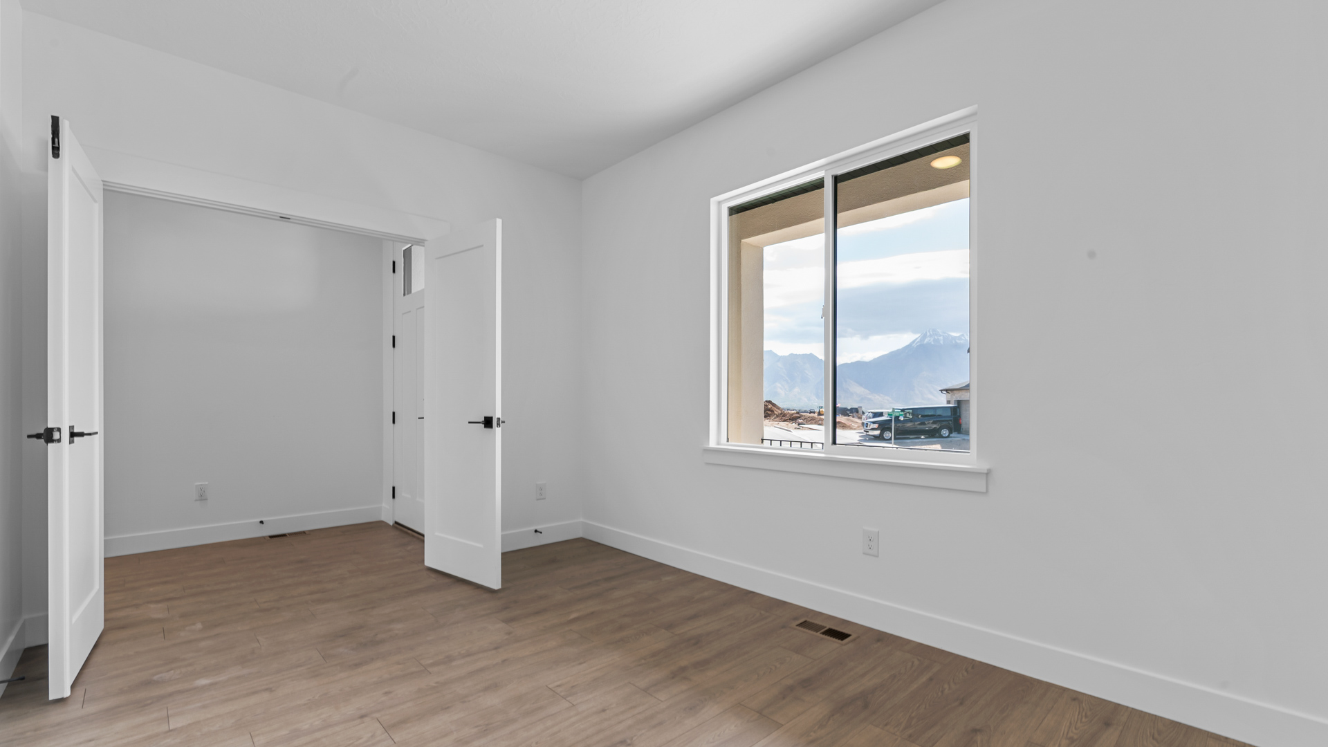 Office space with double doors.