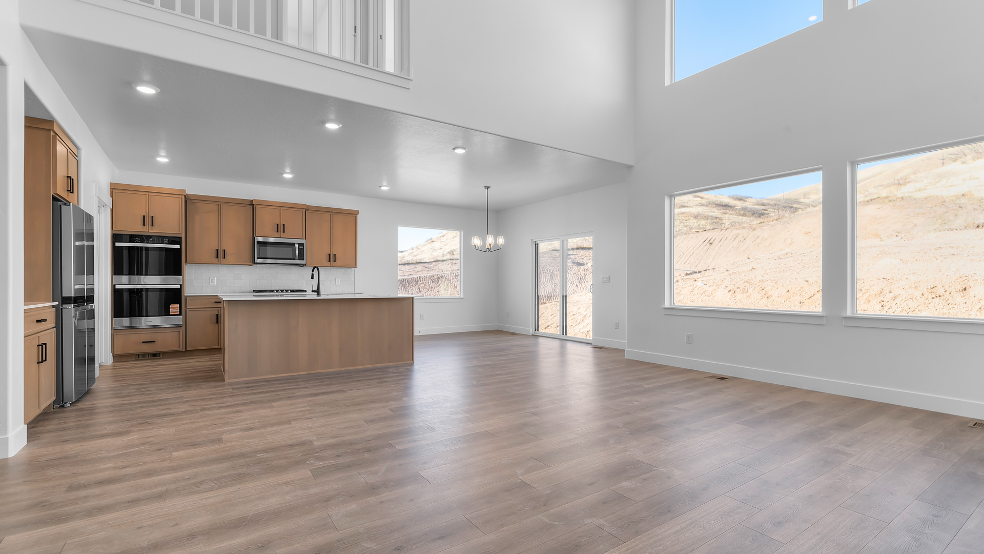 Main living space with 2 story opening.