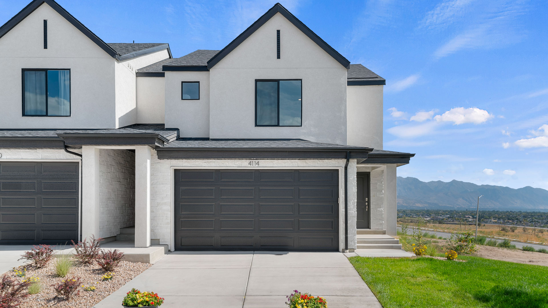 Millbrook modern farmhouse elevation in Lehi Utah.