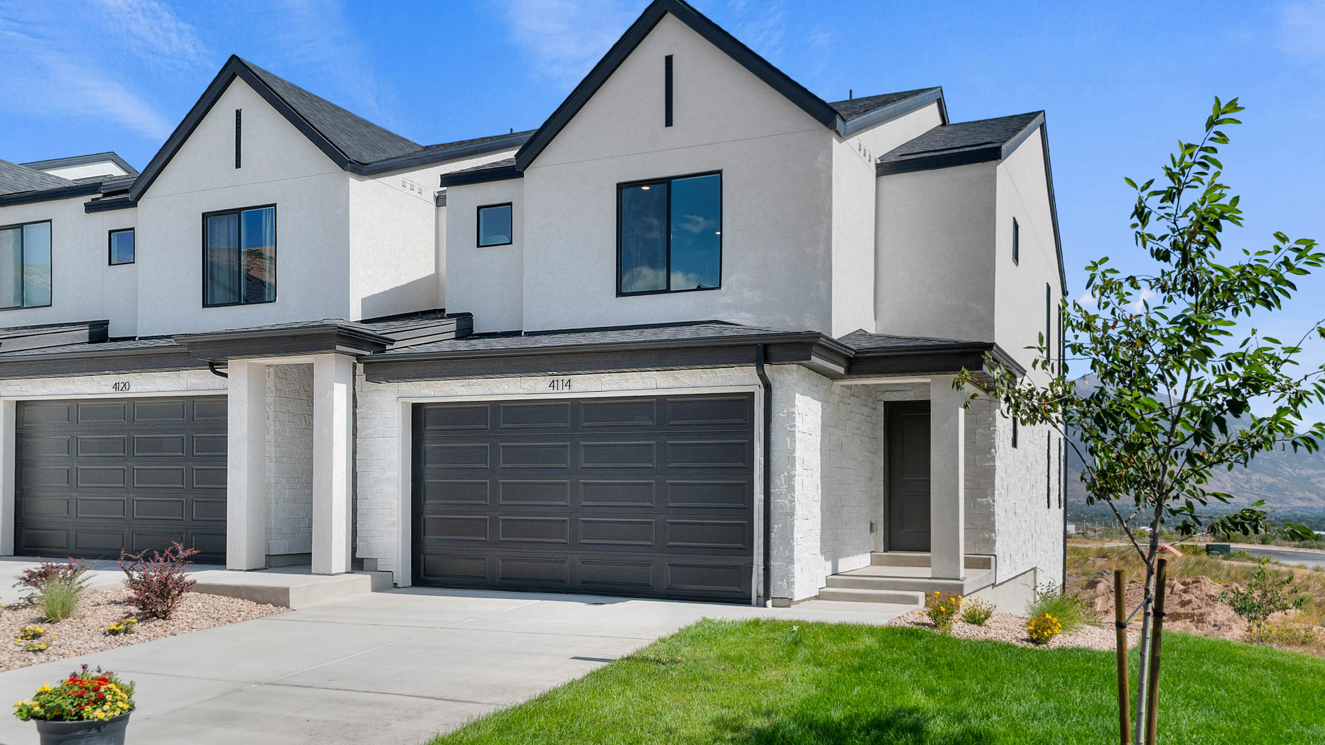 Millbrook modern farmhouse elevation in Lehi Utah.