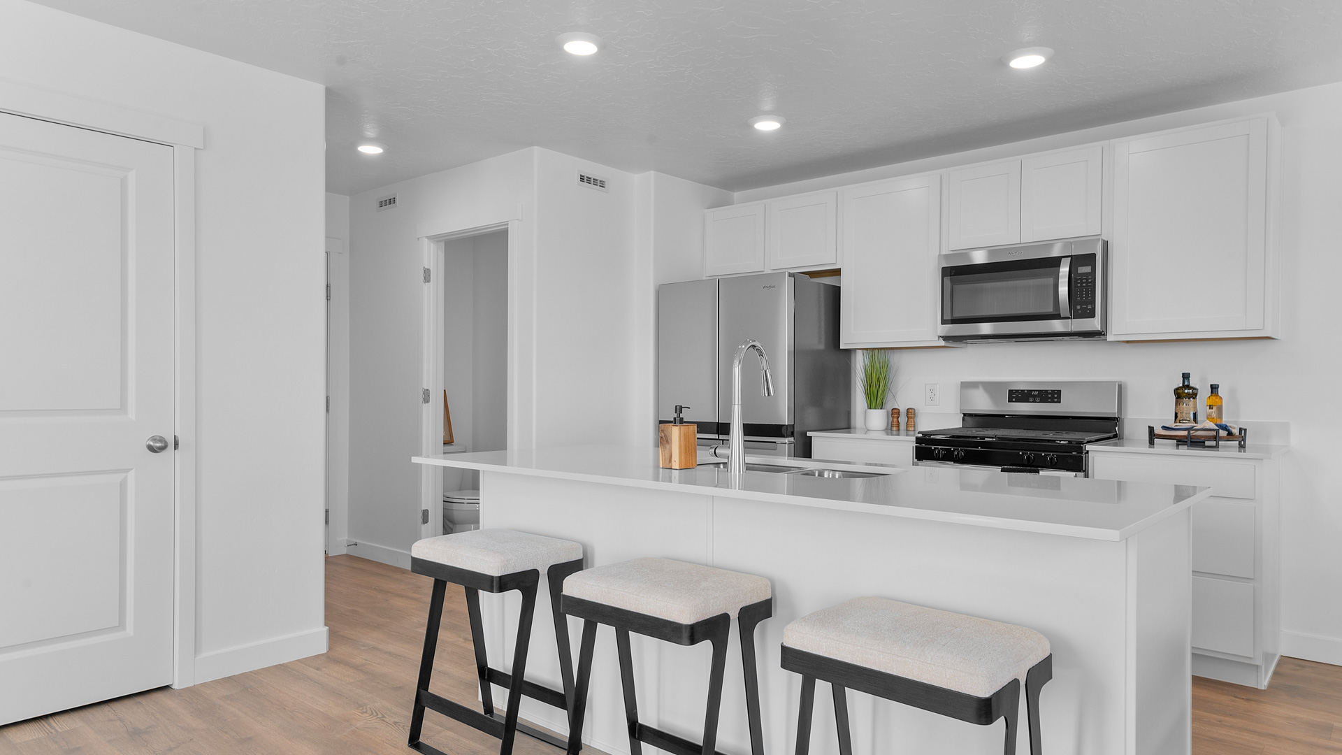 Main living space with large window.