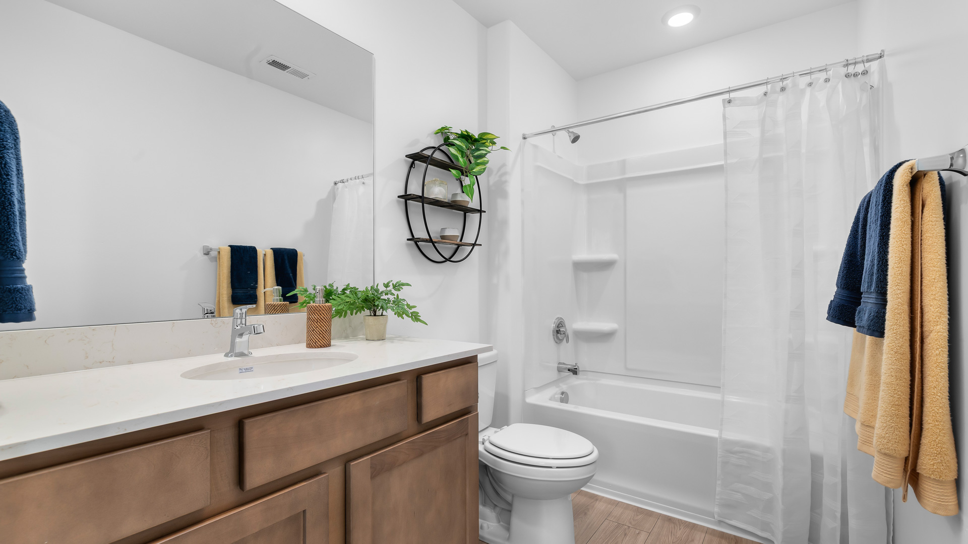 Bathroom with shower surround.