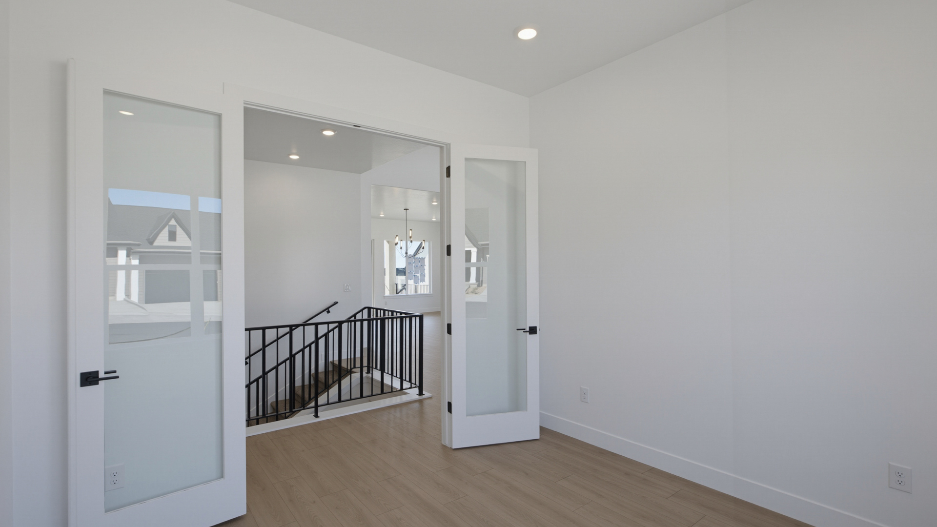 Office space with double doors.