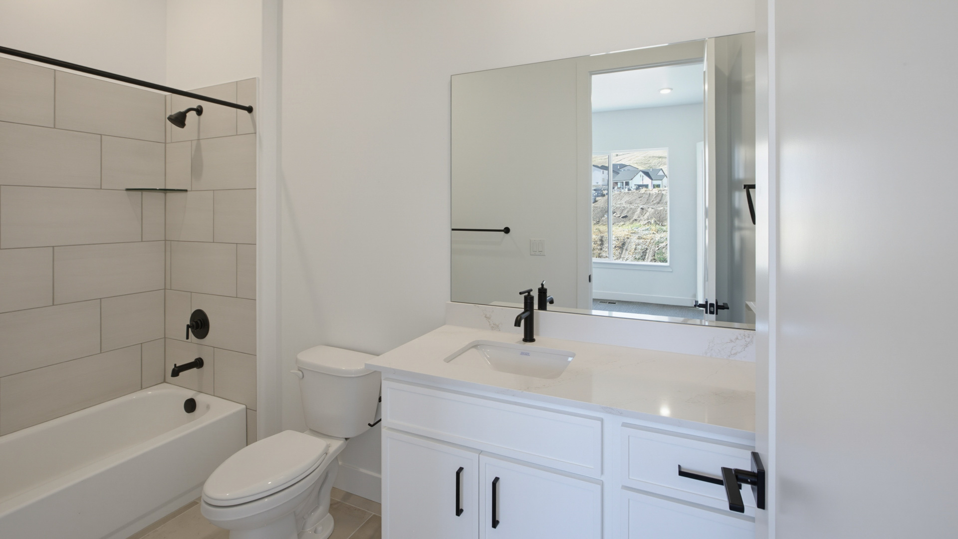 Bathroom with vanity.