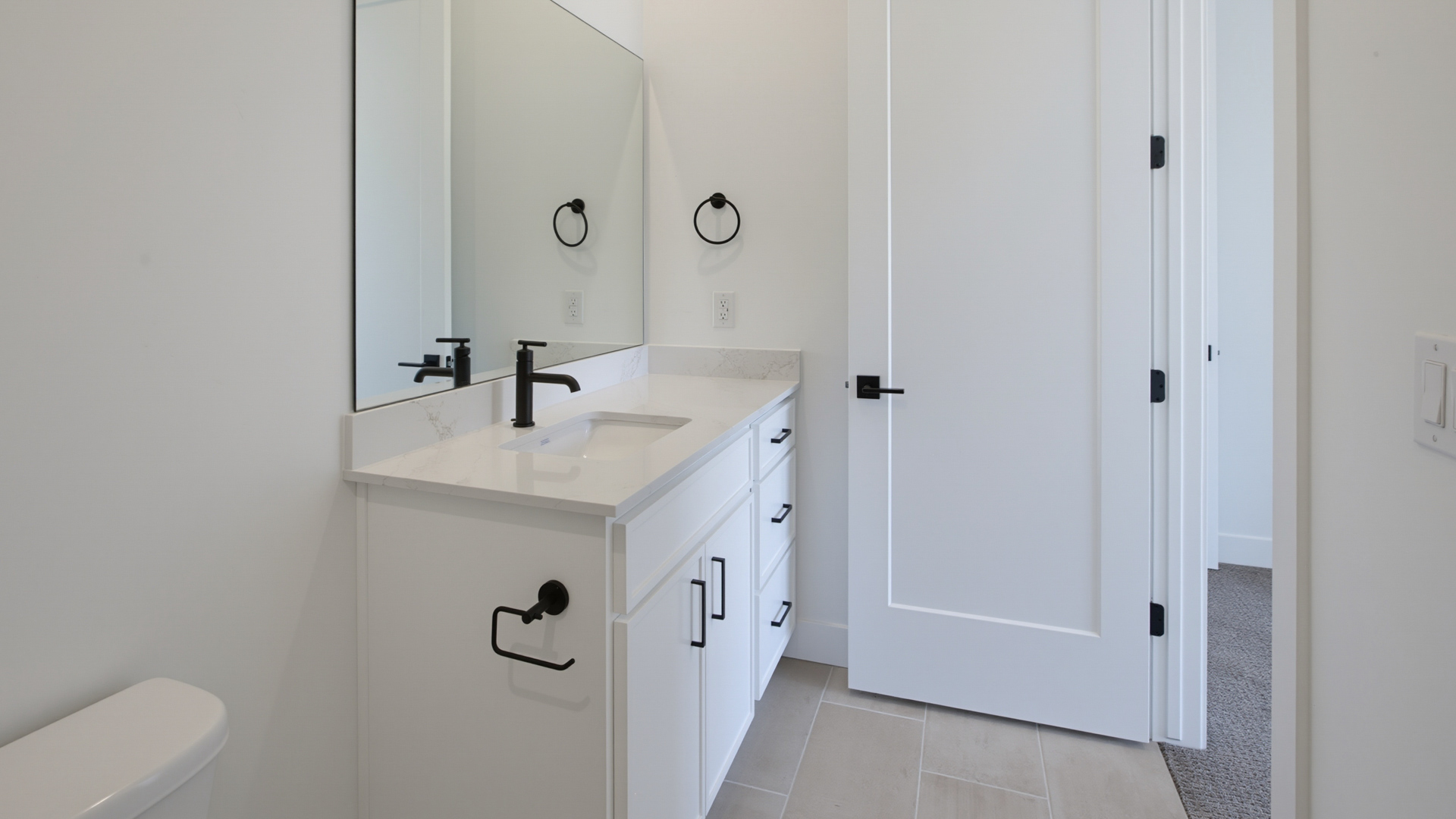 Bathroom with vanity.